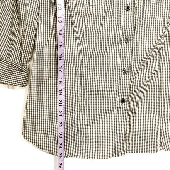 DENVER HAYES Sage grey white gingham roll tab shirt ~ MEDIUM camp outdoor top - Picture 6 of 14
